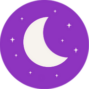 An illustration of a moon is a starry sky.